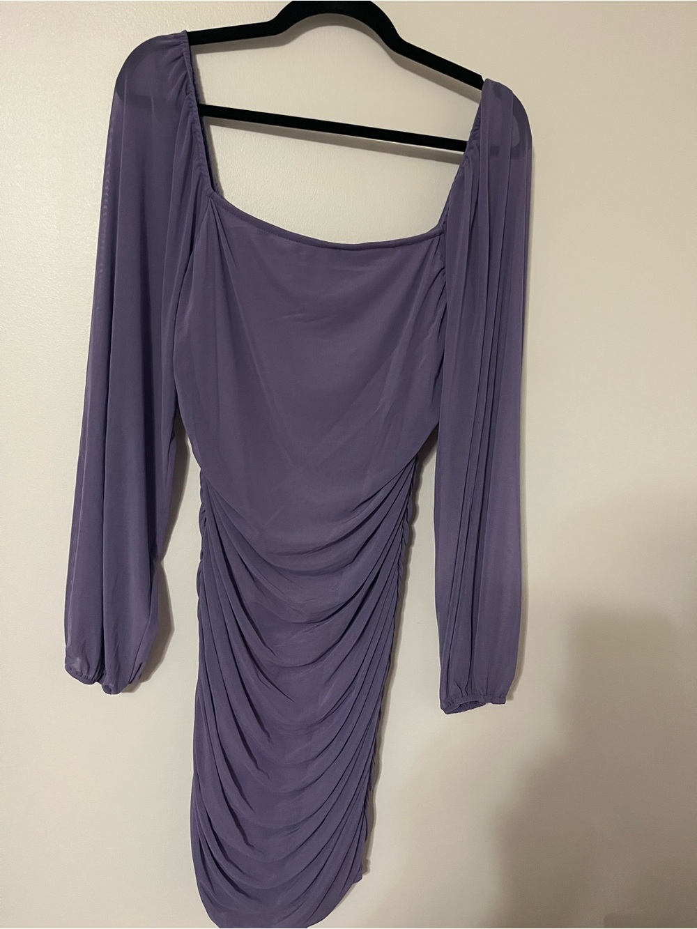 Amazon Lavender Long-Sleeve Ruched Mini Dress